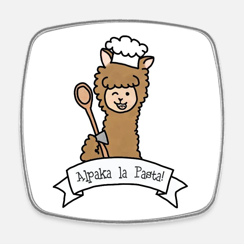Alpaca la Pasta! - Square fridge magnet - white