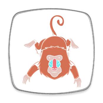 Affe - Viereckiger Kühlschrankmagnet - Weiß - Vorne