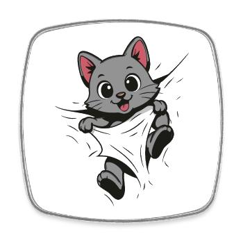 Chaton Chat Câlin Chat Mignon - Magnet carré - blanc - Devant
