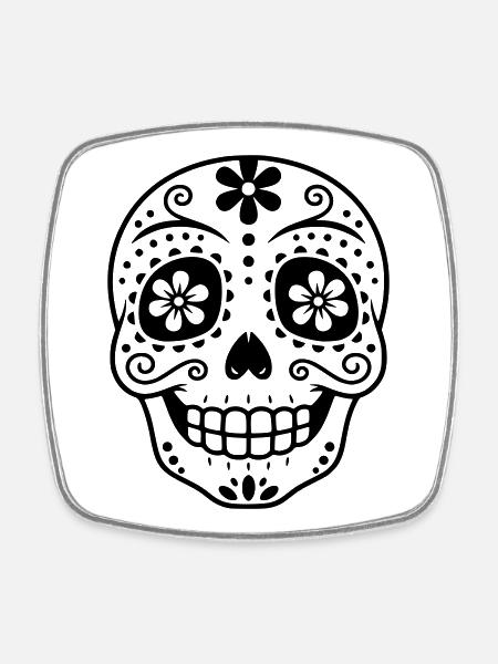 Sugar Skull | Día de los Muertos Design - Square fridge magnet - white