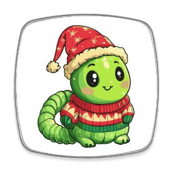 Wurm Weihnachten - Viereckiger Kühlschrankmagnet - Weiß - Vorne