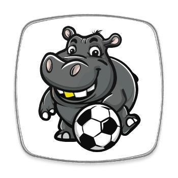 Hippopotame Football Star Illustration - Magnet carré - blanc - Devant