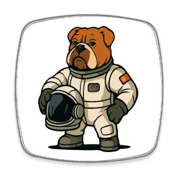 Bulldog Astronaut Mascot - Square fridge magnet - white - Front
