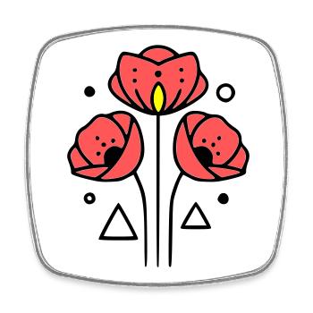 Poppy-Poppies-Minimalist-Line-Art-2 - Square fridge magnet - white - Front