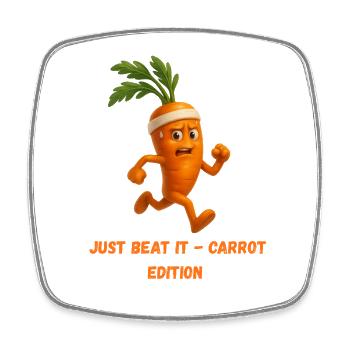 Carrot with Headband Running Edition Caricature - Square fridge magnet - white - Front