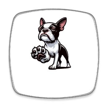 Talk to the Paw Boston Boston terrier Bostie Bosti - Viereckiger Kühlschrankmagnet - Weiß - Vorne