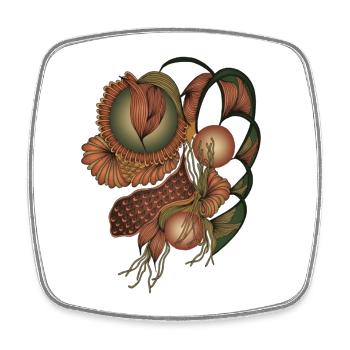 Earth Tone Flower Shapes - Square fridge magnet - white - Front
