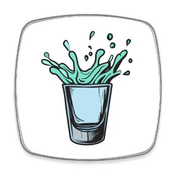 Spritzglas Splash in Teal Neon - Viereckiger Kühlschrankmagnet - Weiß - Vorne