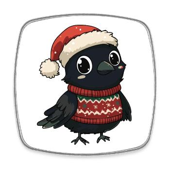 Raven Crow Christmas - Square fridge magnet - white - Front