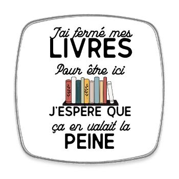 Pastellfarbenes Bücherregal - Viereckiger Kühlschrankmagnet - Weiß - Vorne