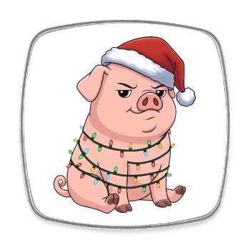 Grumpy Pig Christmas Clumsy Santa Funny - Square fridge magnet - white - Front