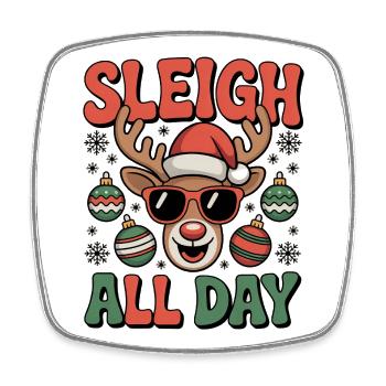Sleigh All Day Reindeer - Square fridge magnet - white - Front