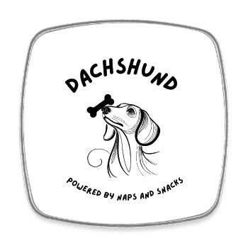 Dachshund - Powered by Naps and Snacks - Square fridge magnet - white - Front