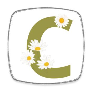 Buchstabe c grüne Gänseblümchen - Viereckiger Kühlschrankmagnet - Weiß - Vorne