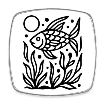 Minimal Line Art Fisch Ozean Natur Design - Viereckiger Kühlschrankmagnet - Weiß - Vorne