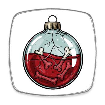 Creepy Skeleton Christmas Ball Horror Gothic - Square fridge magnet - white - Front