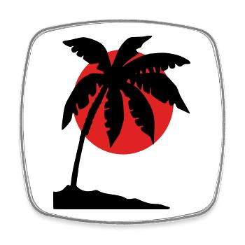 Coucher de soleil sur les palmiers – Silhouette tropicale - Magnet carré - blanc - Devant