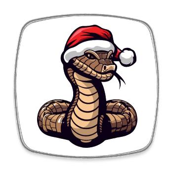Schlange Kobra Weihnachten - Viereckiger Kühlschrankmagnet - Weiß - Vorne