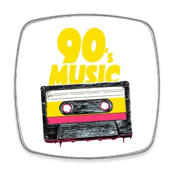 90's Music mit retro Tape Audio Kassette - Viereckiger Kühlschrankmagnet - Weiß - Vorne