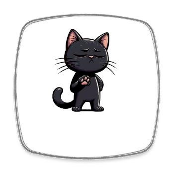 Parler à la patte chat chats chat noir minou - Magnet carré - blanc - Devant