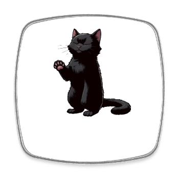 Talk to the paw Cat Cats Black Cat - Square fridge magnet - white - Front