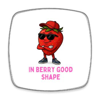 In Berry Good Shape Erdbeere mit Sonnenbrille - Viereckiger Kühlschrankmagnet - Weiß - Vorne
