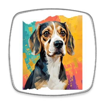 Geometric Beagle in Color Burst - Square fridge magnet - white - Front