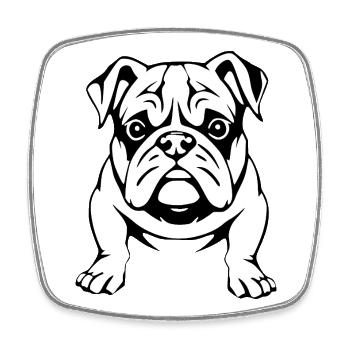 Bulldog Black and White Dogs T-shirt Gift - Square fridge magnet - white - Front