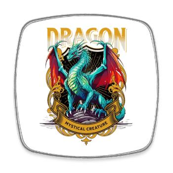 Drache Fantasie Magie Mystik Mythologie Kreatur - Viereckiger Kühlschrankmagnet - Weiß - Vorne