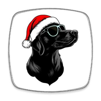 Chiens Noël / Père Noël Chien - Magnet carré - blanc - Devant