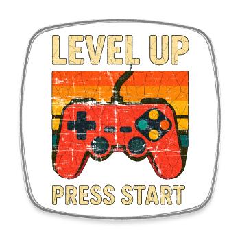 Level Up Retro-Controller-Kunst - Viereckiger Kühlschrankmagnet - Weiß - Vorne