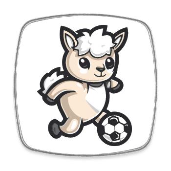 Kawaii Alpaca Soccer Hero - Square fridge magnet - white - Front