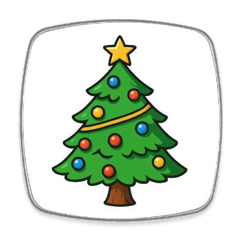 Weihnachtsbaum Cartoon - Viereckiger Kühlschrankmagnet - Weiß - Vorne