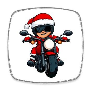 Motorradfahrer Christmas - Viereckiger Kühlschrankmagnet - Weiß - Vorne