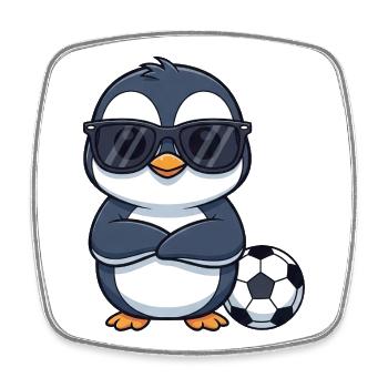 Cool pingouin joueur de football enfants joueur de football voiture - Magnet carré - blanc - Devant