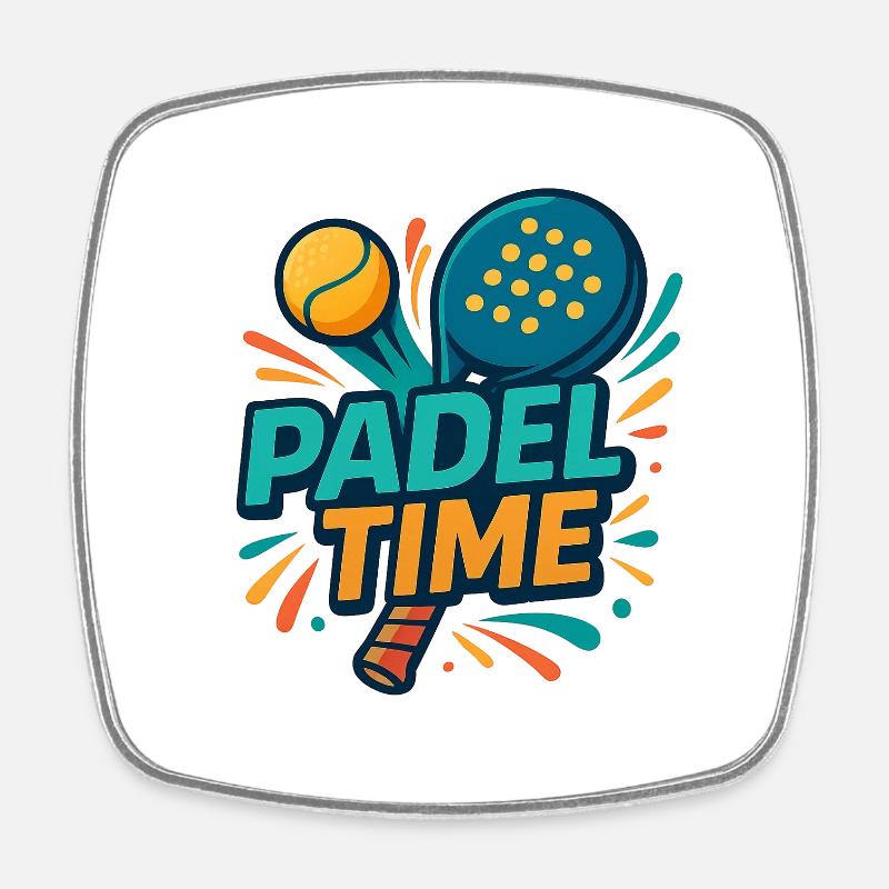 Padel Time Color Explosion - Square fridge magnet - white