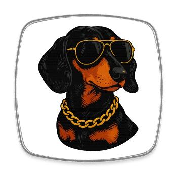 Dackel im Bling Sonnenbrille - Viereckiger Kühlschrankmagnet - Weiß - Vorne
