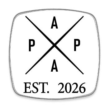 Papa Est. 2026 - Viereckiger Kühlschrankmagnet - Weiß - Vorne