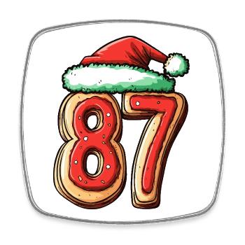 87 Number Cookie Christmas - Square fridge magnet - white - Front