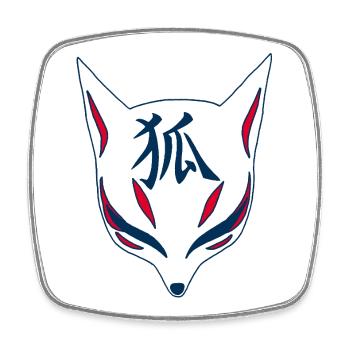 Japanese Fox manga - Square fridge magnet - white - Front