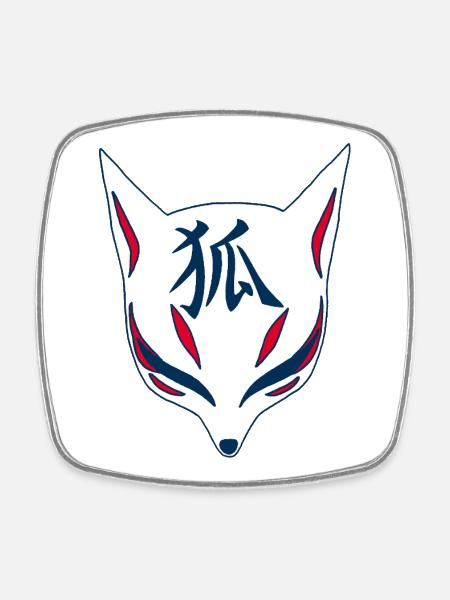 Renard du Japon manga - Magnet carré - blanc