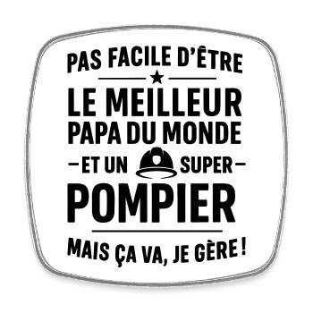 Pompier – Super Papa Pompier - Magnet carré - blanc - Devant