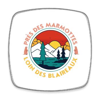 Sunset Mountain Pine Lake - Square fridge magnet - white - Front