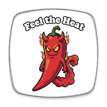 Feel the Heat Chili Dämon - Viereckiger Kühlschrankmagnet - Weiß - Vorne