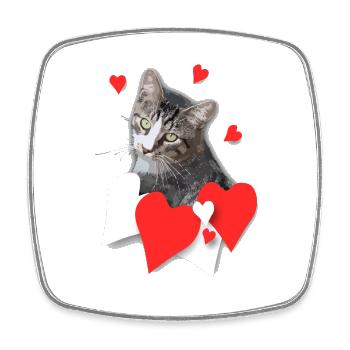Herzkatze Liebeslook graue Katze Herzen - Viereckiger Kühlschrankmagnet - Weiß - Vorne