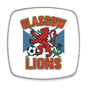 Glasgow Lions Emblem-Abzeichen - Viereckiger Kühlschrankmagnet - Weiß - Vorne