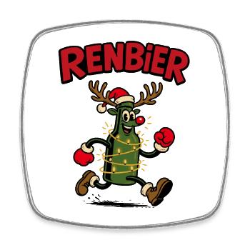 Renbier – Weihnachtsbier Geschenkidee Bier xmas - Viereckiger Kühlschrankmagnet - Weiß - Vorne
