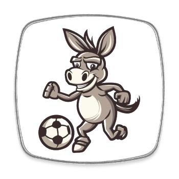 Esel Fußball Comic - Viereckiger Kühlschrankmagnet - Weiß - Vorne