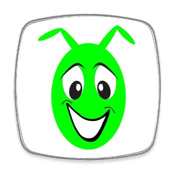 Green Cheerful Cartoon Face Monster - Square fridge magnet - white - Front