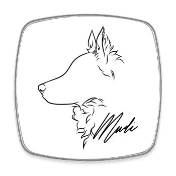 Mudi Profile Chien Chien Wilsigns - Magnet carré - blanc - Devant